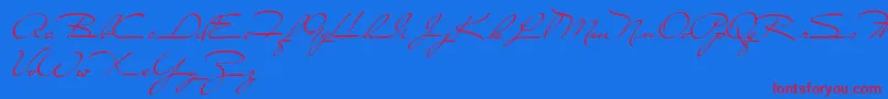 CloseToYou-Schriftart – Rote Schriften auf blauem Hintergrund