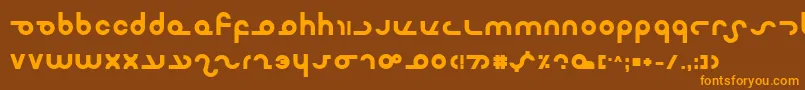 フォントMasterb – オレンジ色の文字が茶色の背景にあります。