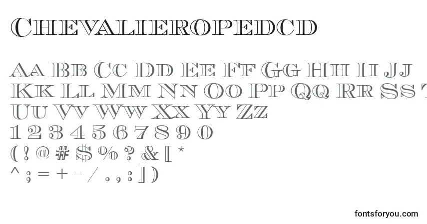 Schriftart Chevalieropedcd – Alphabet, Zahlen, spezielle Symbole