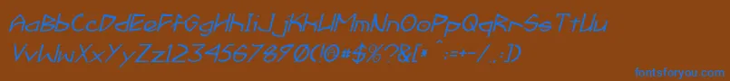 FractylItalic Font – Blue Fonts on Brown Background