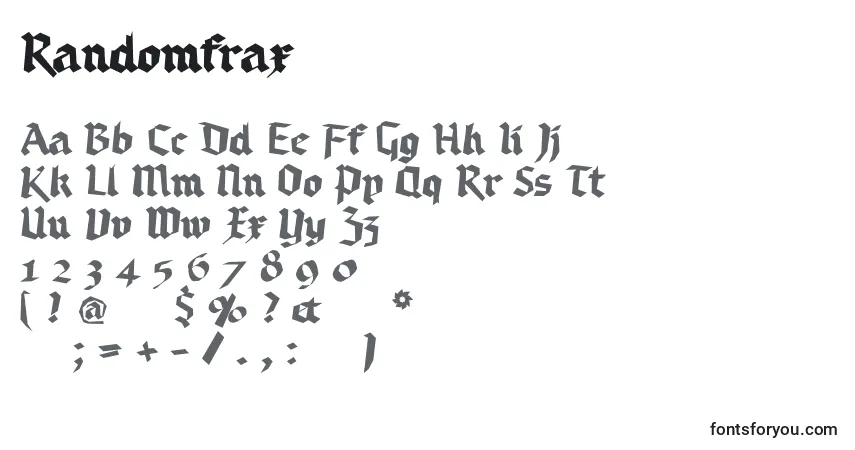 Schriftart Randomfrax – Alphabet, Zahlen, spezielle Symbole