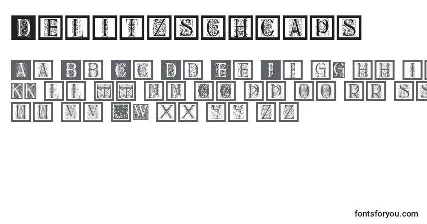 Schriftart Delitzschcaps – Alphabet, Zahlen, spezielle Symbole