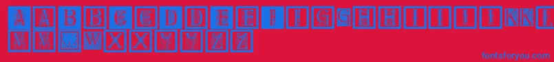 Delitzschcaps-Schriftart – Blaue Schriften auf rotem Hintergrund