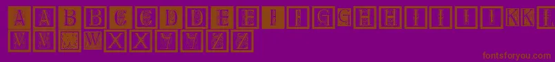 Delitzschcaps-Schriftart – Braune Schriften auf violettem Hintergrund