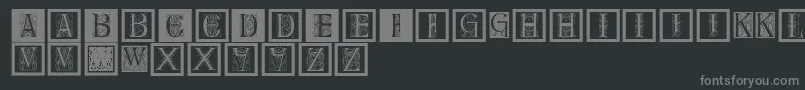Delitzschcaps-Schriftart – Graue Schriften auf schwarzem Hintergrund