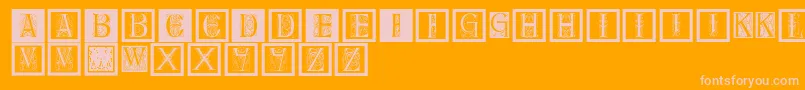 Delitzschcaps-fontti – vaaleanpunaiset fontit oranssilla taustalla