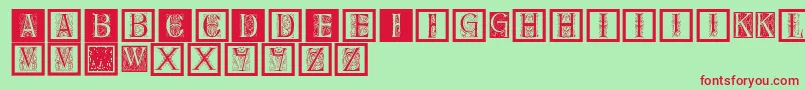 フォントDelitzschcaps – 赤い文字の緑の背景