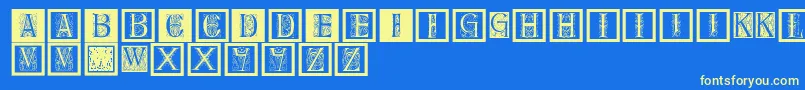 Delitzschcaps Font – Yellow Fonts on Blue Background