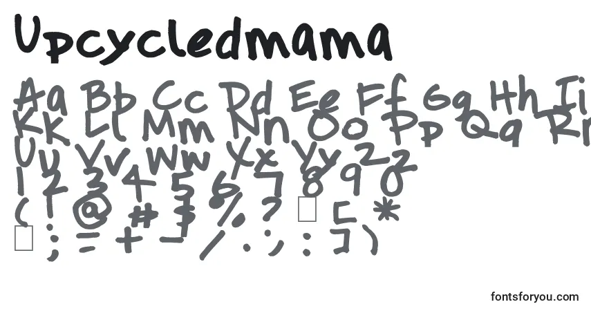 A fonte Upcycledmama – alfabeto, números, caracteres especiais