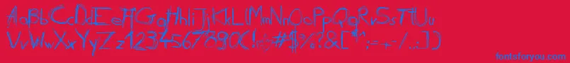 Daubed-Schriftart – Blaue Schriften auf rotem Hintergrund