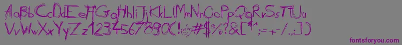 Daubed Font – Purple Fonts on Gray Background
