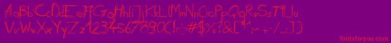 Daubed Font – Red Fonts on Purple Background