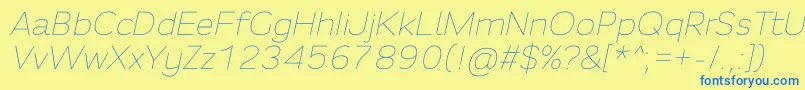 Fortheenas01Italic Font – Blue Fonts on Yellow Background