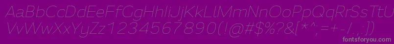 フォントFortheenas01Italic – 紫の背景に灰色の文字