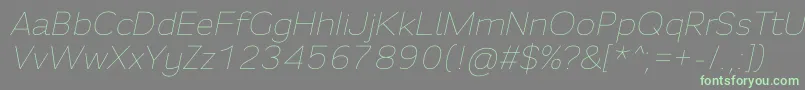Fonte Fortheenas01Italic – fontes verdes em um fundo cinza