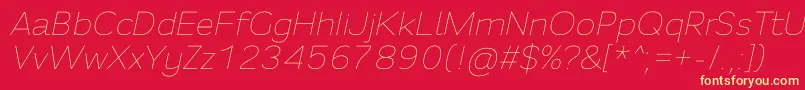 Fortheenas01Italic Font – Yellow Fonts on Red Background