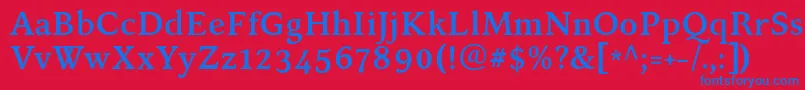 KelvinchBold-Schriftart – Blaue Schriften auf rotem Hintergrund