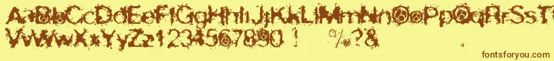 SkirulesSans-Schriftart – Braune Schriften auf gelbem Hintergrund