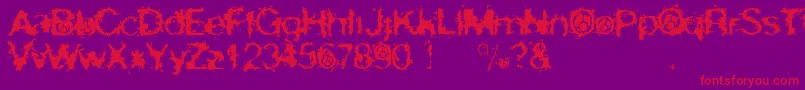 SkirulesSans-Schriftart – Rote Schriften auf violettem Hintergrund