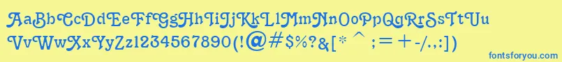 TerraNarrowNormal Font – Blue Fonts on Yellow Background