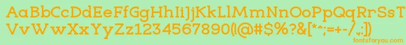 EligibleBold-Schriftart – Orangefarbene Schriften auf grünem Hintergrund