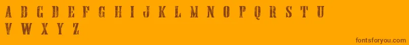 Fonte HandprintingpressErodedboldDemo – fontes marrons em um fundo laranja