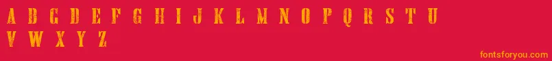 HandprintingpressErodedboldDemo Font – Orange Fonts on Red Background