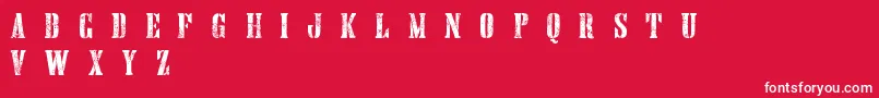 Fonte HandprintingpressErodedboldDemo – fontes brancas em um fundo vermelho