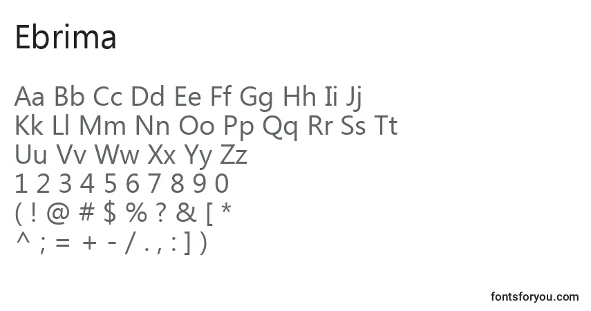 Шрифт Ebrima – алфавит, цифры, специальные символы