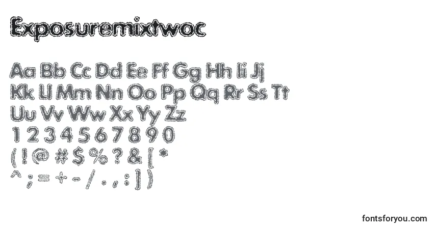 Czcionka Exposuremixtwoc – alfabet, cyfry, specjalne znaki