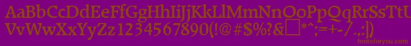 RaleighMedium-Schriftart – Braune Schriften auf violettem Hintergrund