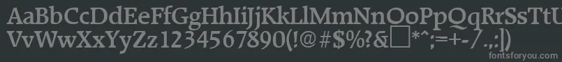 RaleighMedium-fontti – harmaat kirjasimet mustalla taustalla