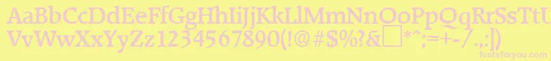 RaleighMedium-fontti – vaaleanpunaiset fontit keltaisella taustalla