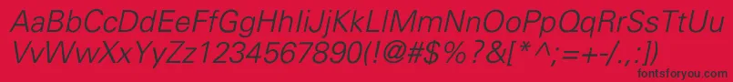 Шрифт UniversLightItalic – чёрные шрифты на красном фоне