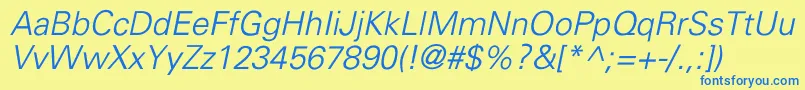 UniversLightItalic Font – Blue Fonts on Yellow Background