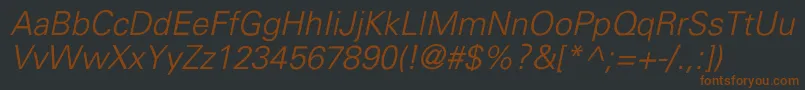 UniversLightItalic Font – Brown Fonts on Black Background
