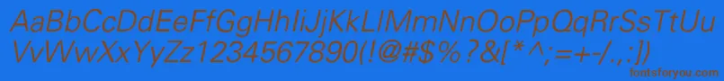 UniversLightItalic Font – Brown Fonts on Blue Background