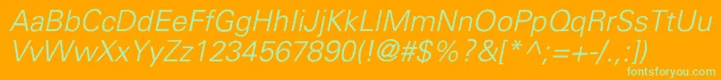 UniversLightItalic Font – Green Fonts on Orange Background