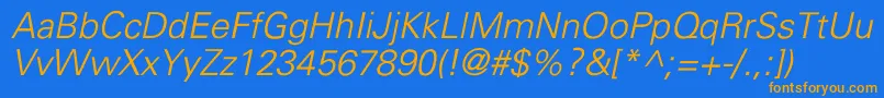 UniversLightItalic Font – Orange Fonts on Blue Background
