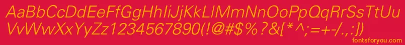 UniversLightItalic Font – Orange Fonts on Red Background