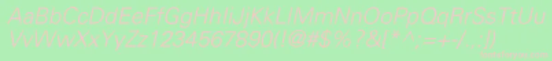 UniversLightItalic Font – Pink Fonts on Green Background