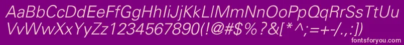 UniversLightItalic Font – Pink Fonts on Purple Background