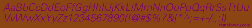 UniversLightItalic Font – Purple Fonts on Brown Background