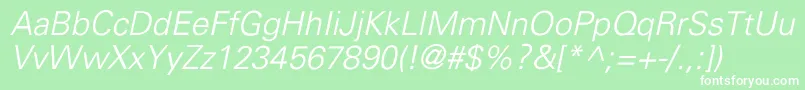 UniversLightItalic Font – White Fonts on Green Background