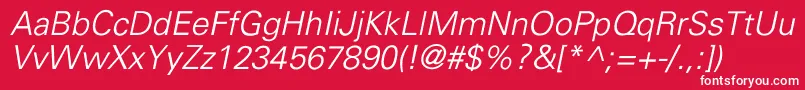 UniversLightItalic Font – White Fonts on Red Background
