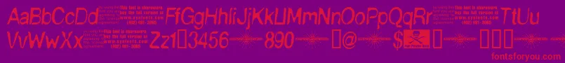 フォントNudeUnpaidDemo – 紫の背景に赤い文字