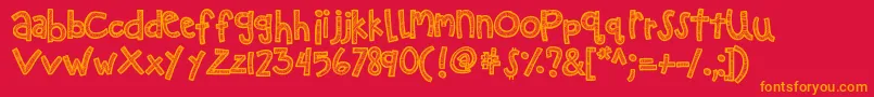 Kbzipadeedoodah-Schriftart – Orangefarbene Schriften auf rotem Hintergrund