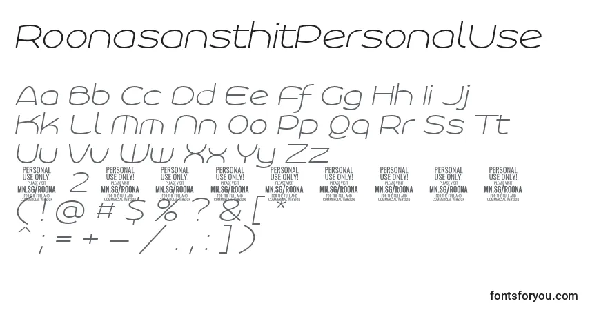 Fuente RoonasansthitPersonalUse - alfabeto, números, caracteres especiales