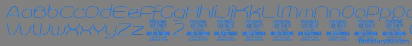 RoonasansthitPersonalUse-Schriftart – Blaue Schriften auf grauem Hintergrund