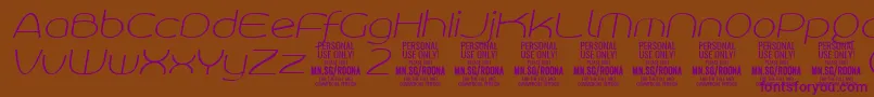Weitere Informationen zur RoonasansthitPersonalUse-Schriftart RoonasansthitPersonalUse-Schriftart – Violette Schriften auf braunem Hintergrund
